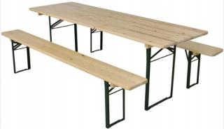 PIVNÝ BAR PÁRTY SET, ZÁHRADNÝ SET, SKLADACÍ STOL, 2 DREVENÉ LAVICE